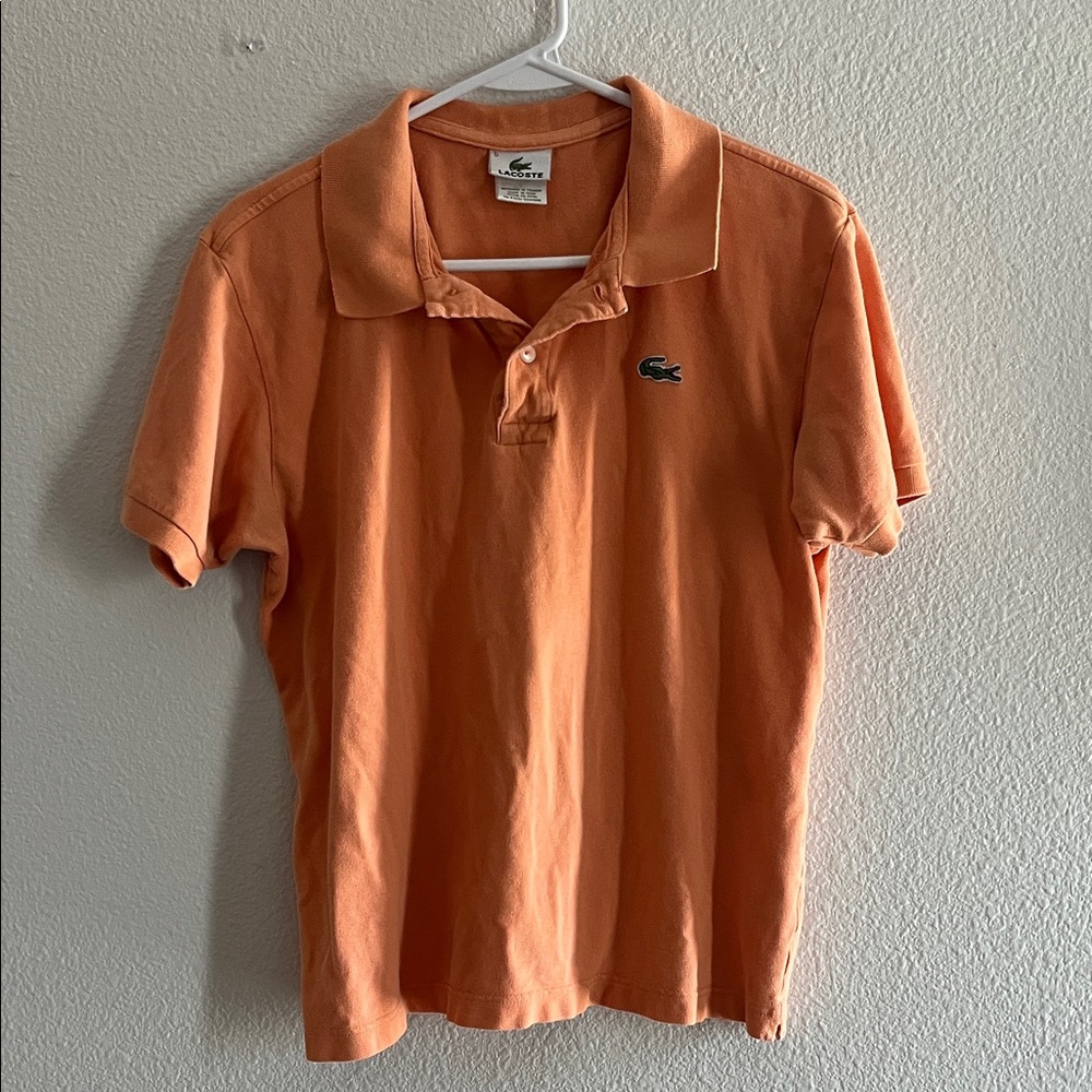 Lacoste Men's Orange Pique Polo with Embroidered Crocodile